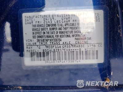 Zdjęcie 12 z 12 samochodu: 2019 NISSAN SENTRA S VIN:3N1AB7AP1KY338764 - miniatura