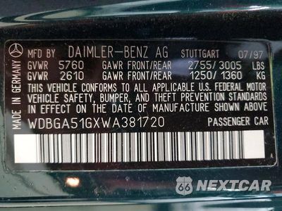 Zdjęcie 12 z 12 samochodu: 1998 MERCEDES-BENZ S 500 VIN:WDBGA51GXWA381720 - miniatura