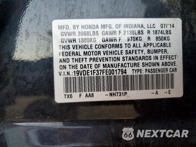 Zdjęcie 12 z 12 samochodu: 2015 ACURA ILX 20 VIN:19VDE1F37FE001794 - miniatura