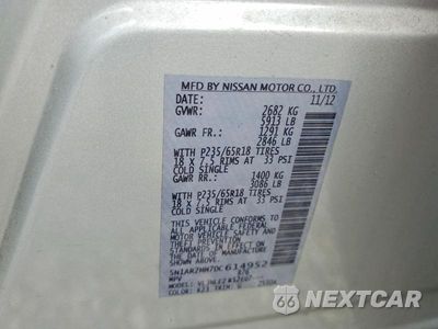 Zdjęcie 13 z 13 samochodu: 2013 NISSAN PATHFINDER S VIN:5N1AR2MM7DC614952 - miniatura