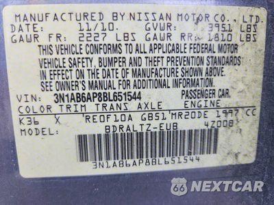 Zdjęcie 12 z 12 samochodu: 2011 NISSAN SENTRA 2.0 VIN:3N1AB6AP8BL651544 - miniatura