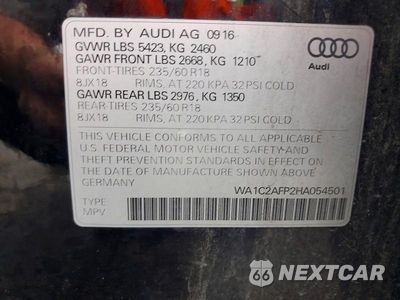 Zdjęcie 13 z 13 samochodu: 2017 AUDI Q5 PREMIUM VIN:WA1C2AFP2HA054501 - miniatura