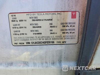 Zdjęcie 13 z 13 samochodu: 2016 TESLA MODEL X VIN:5YJXCDE24GF026166 - miniatura
