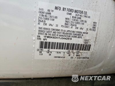 Zdjęcie 13 z 13 samochodu: 2020 FORD EXPLORER XLT VIN:1FMSK8DH7LGA42819 - miniatura
