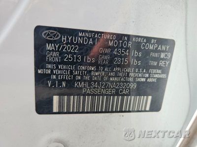 Zdjęcie 12 z 12 samochodu: 2022 HYUNDAI SONATA LIMITED VIN:KMHL34J27NA232099 - miniatura