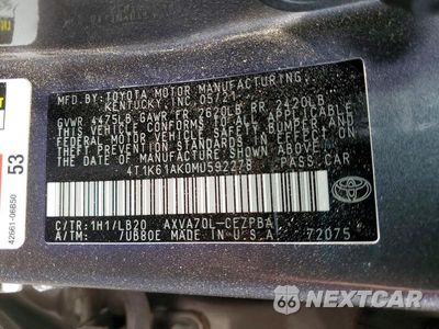 Zdjęcie 12 z 12 samochodu: 2021 TOYOTA CAMRY XSE VIN:4T1K61AK0MU592278 - miniatura