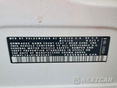 Zdjęcie 12 z 12 samochodu: 2012 VOLKSWAGEN JETTA TDI VIN:3VWPL7AJ6CM669801 - miniatura