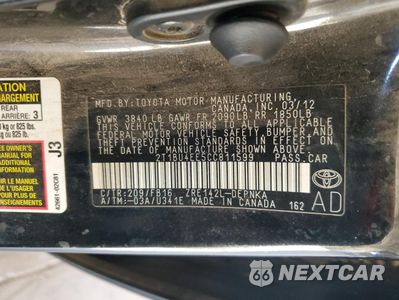 Zdjęcie 12 z 12 samochodu: 2012 TOYOTA COROLLA BASE VIN:2T1BU4EE5CC811599 - miniatura