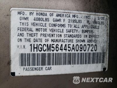 Zdjęcie 12 z 12 samochodu: 2005 HONDA ACCORD LX VIN:1HGCM56445A090720 - miniatura