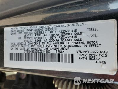 Zdjęcie 13 z 13 samochodu: 2002 TOYOTA TACOMA DOUBLE CAB PRERUNNER VIN:5TEGN92N52Z134602 - miniatura