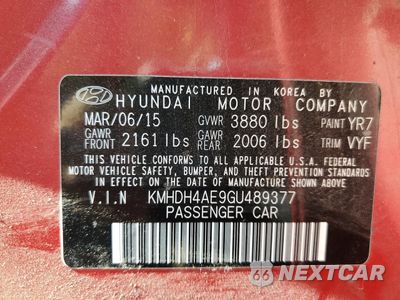 Zdjęcie 14 z 14 samochodu: 2016 HYUNDAI ELANTRA SE VIN:KMHDH4AE9GU489377 - miniatura