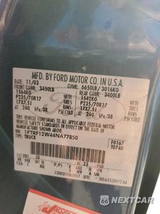 Zdjęcie 12 z 12 samochodu: 2004 FORD F150 VIN:1FTRF12W44NA77850 - miniatura