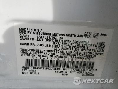 Zdjęcie 12 z 12 samochodu: 2015 MITSUBISHI OUTLANDER SPORT ES VIN:4A4AR3AU8FE041137 - miniatura