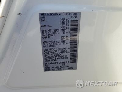 Zdjęcie 13 z 13 samochodu: 2015 NISSAN PATHFINDER S VIN:5N1AR2MN0FC669593 - miniatura