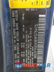 Zdjęcie 12 z 12 samochodu: 2006 BMW X3 3.0I VIN:WBXPA93416WG78475 - miniatura