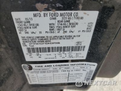 Zdjęcie 14 z 14 samochodu: 2013 FORD F150 SUPERCREW VIN:1FTFW1CF1DKE97598 - miniatura