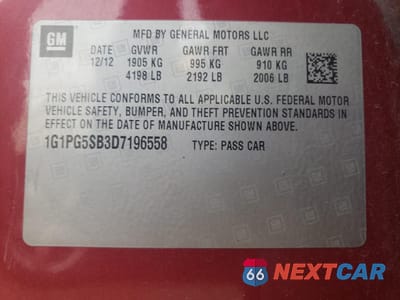 Zdjęcie 12 z 12 samochodu: 2013 CHEVROLET CRUZE LTZ VIN:1G1PG5SB3D7196558 - miniatura