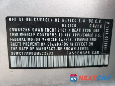 Zdjęcie 13 z 13 samochodu: 2016 VOLKSWAGEN GOLF SPORTWAGEN S VIN:3VWC17AU0GM522832 - miniatura