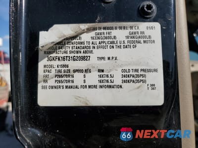 Zdjęcie 13 z 13 samochodu: 2001 GMC YUKON XL K1500 VIN:3GKFK16T31G209827 - miniatura