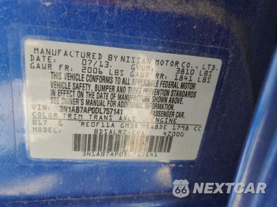 Zdjęcie 13 z 13 samochodu: 2013 NISSAN SENTRA S VIN:3N1AB7AP0DL757141 - miniatura