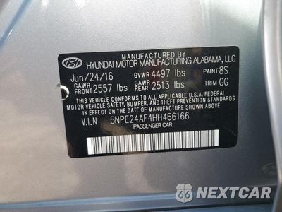Zdjęcie 12 z 12 samochodu: 2017 HYUNDAI SONATA SE VIN:5NPE24AF4HH466166 - miniatura