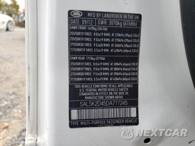 Zdjęcie 12 z 12 samochodu: 2013 LAND ROVER RANGE ROVER SPORT HSE LUXURY VIN:SALSK2D45DA777245 - miniatura