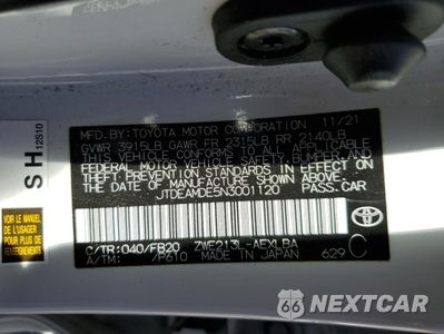 Zdjęcie 13 z 13 samochodu: 2022 TOYOTA COROLLA LE VIN:JTDEAMDE5N3001120 - miniatura