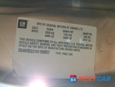 Zdjęcie 12 z 12 samochodu: 2004 BUICK CENTURY CUSTOM VIN:2G4WS52J141189657 - miniatura