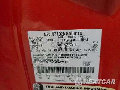 Zdjęcie 13 z 13 samochodu: 2010 FORD F150 SUPERCREW VIN:1FTEW1E81AFA07725 - miniatura