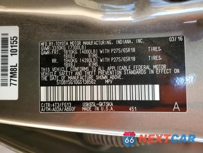 Zdjęcie 13 z 13 samochodu: 2016 TOYOTA SEQUOIA SR5 VIN:5TDBY5G10GS138562 - miniatura