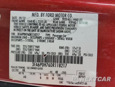 Zdjęcie 14 z 14 samochodu: 2013 FORD FUSION SE VIN:3FA6P0H76DR118217 - miniatura