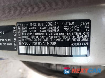 Zdjęcie 12 z 12 samochodu: 1997 MERCEDES-BENZ E 420 VIN:WDBJF72F0VA114285 - miniatura
