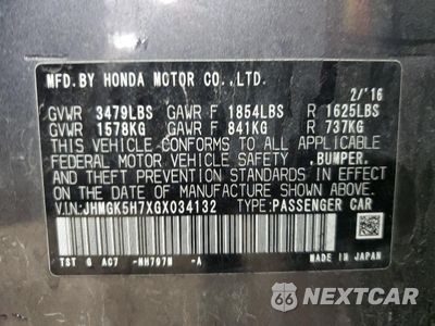 Zdjęcie 16 z 16 samochodu: 2016 HONDA FIT EX VIN:JHMGK5H7XGX034132 - miniatura