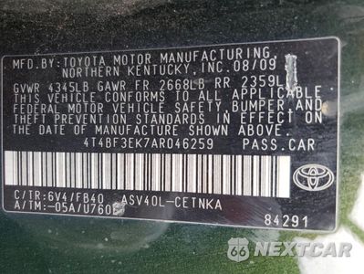 Zdjęcie 12 z 12 samochodu: 2010 TOYOTA CAMRY BASE VIN:4T4BF3EK7AR046259 - miniatura