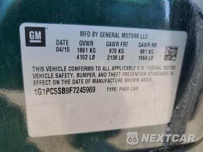 Zdjęcie 12 z 12 samochodu: 2015 CHEVROLET CRUZE LT VIN:1G1PC5SB9F7245969 - miniatura