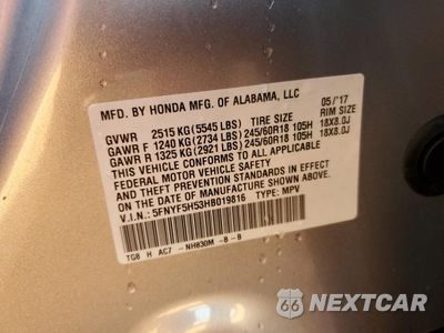 Zdjęcie 15 z 15 samochodu: 2017 HONDA PILOT EXL VIN:5FNYF5H53HB019816 - miniatura