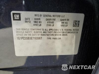 Zdjęcie 13 z 13 samochodu: 2014 CHEVROLET CRUZE LT VIN:1G1PC5SB3E7183967 - miniatura
