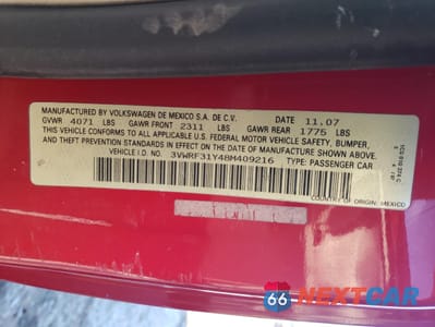 Zdjęcie 14 z 14 samochodu: 2008 VOLKSWAGEN NEW BEETLE CONVERTIBLE SE VIN:3VWRF31Y48M409216 - miniatura