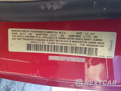 Zdjęcie 14 z 14 samochodu: 2008 VOLKSWAGEN NEW BEETLE CONVERTIBLE SE VIN:3VWRF31Y48M409216 - miniatura