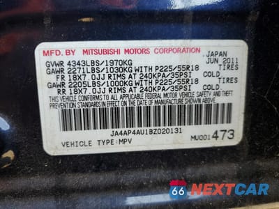 Zdjęcie 16 z 16 samochodu: 2011 MITSUBISHI OUTLANDER SPORT SE VIN:JA4AP4AU1BZ020131 - miniatura