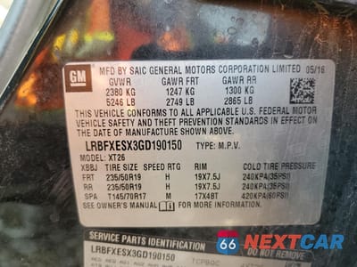 Zdjęcie 13 z 13 samochodu: 2016 BUICK ENVISION PREMIUM VIN:LRBFXESX3GD190150 - miniatura