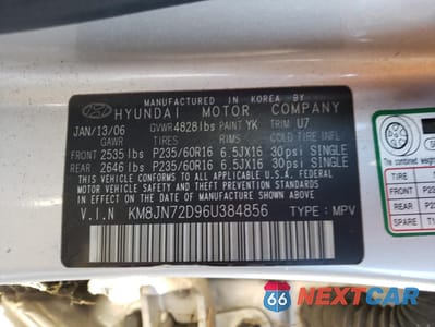 Zdjęcie 13 z 13 samochodu: 2006 HYUNDAI TUCSON GLS VIN:KM8JN72D96U384856 - miniatura