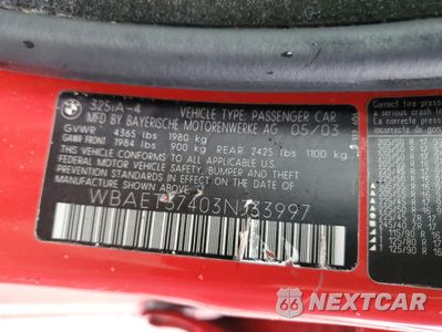 Zdjęcie 12 z 12 samochodu: 2003 BMW 325 I VIN:WBAET37403NJ33997 - miniatura