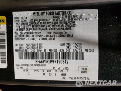 Zdjęcie 14 z 14 samochodu: 2015 FORD FUSION TITANIUM HEV VIN:3FA6P0RU9FR120342 - miniatura