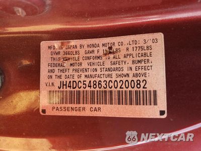 Zdjęcie 14 z 14 samochodu: 2003 ACURA RSX VIN:JH4DC54863C020082 - miniatura