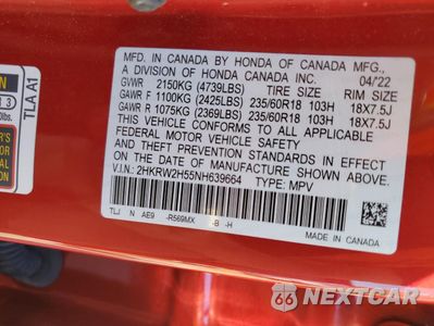 Zdjęcie 16 z 16 samochodu: 2022 HONDA CR-V EX VIN:2HKRW2H55NH639664 - miniatura