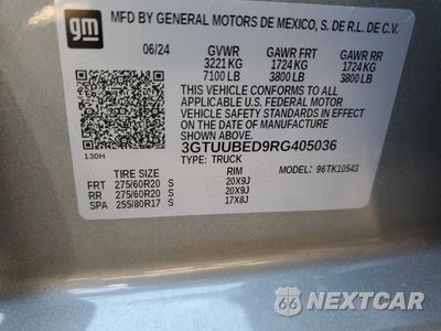 Zdjęcie 13 z 13 samochodu: 2024 GMC SIERRA K1500 SLE VIN:3GTUUBED9RG405036 - miniatura