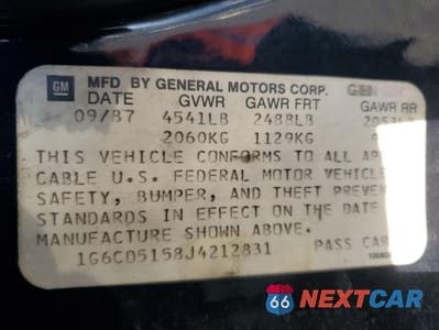 Zdjęcie 12 z 12 samochodu: 1988 CADILLAC DEVILLE VIN:1G6CD5158J4212831 - miniatura