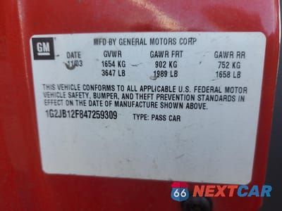 Zdjęcie 13 z 13 samochodu: 2004 PONTIAC SUNFIRE VIN:1G2JB12F847259309 - miniatura