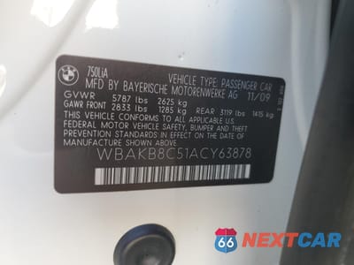 Zdjęcie 13 z 13 samochodu: 2010 BMW 750 LI VIN:WBAKB8C51ACY63878 - miniatura